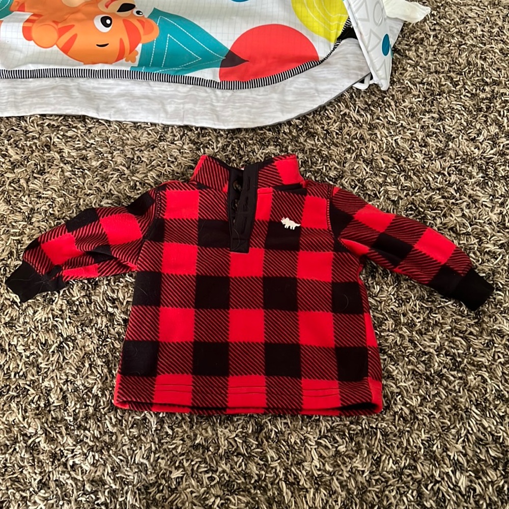 Carter's - Black and red buffalo plaid pullover fleece.